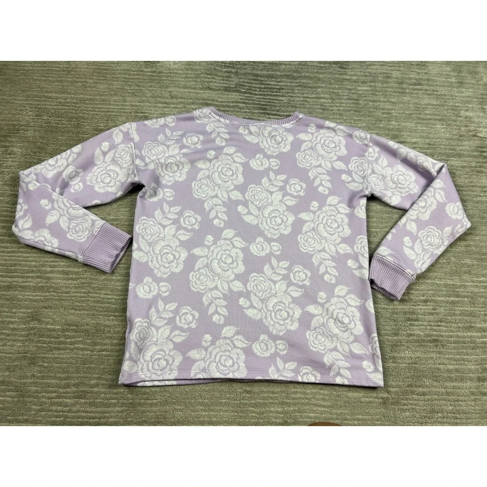 LC Lauren Conrad Sweatshirt Women Small Purple Floral Rose Sleepwear Top Relaxed